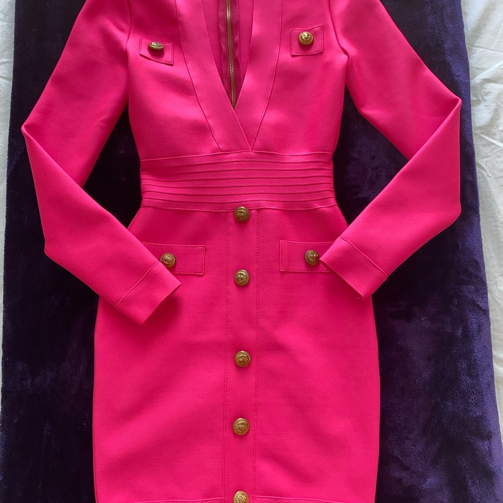 Chic Pink Long Sleeve Dress